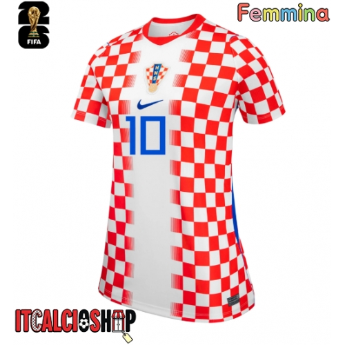 Croazia Luka Modric #10 Prima Maglia Femmina Mondiali 2026 Manica Corta